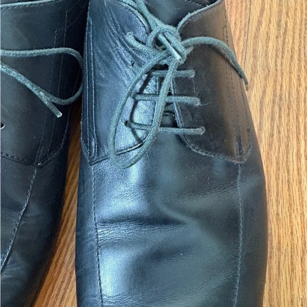 Hugo Boss Black Leather Square Toe Derby Dress Shoes Italy Classic Men's 11‎